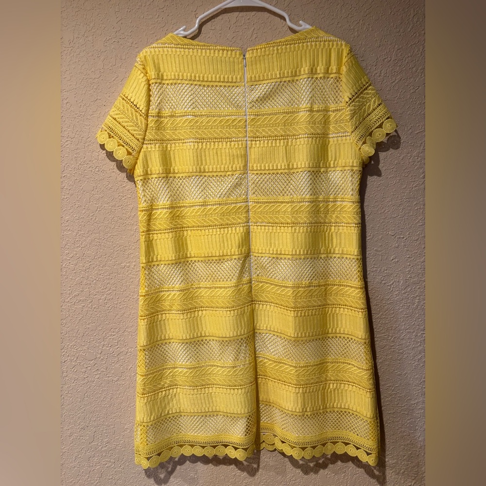 Yellow Ruffled Tiered Mini Dress by Tahari - Picture 2 of 3